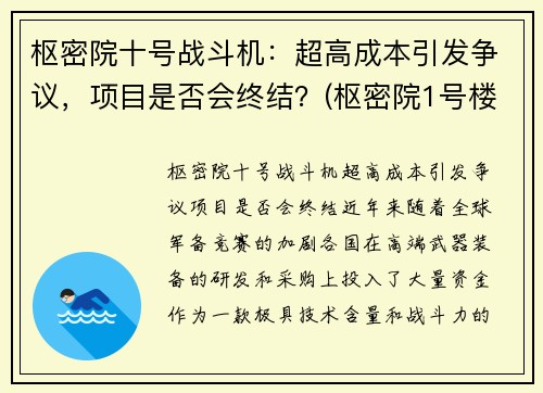 枢密院十号战斗机：超高成本引发争议，项目是否会终结？(枢密院1号楼)